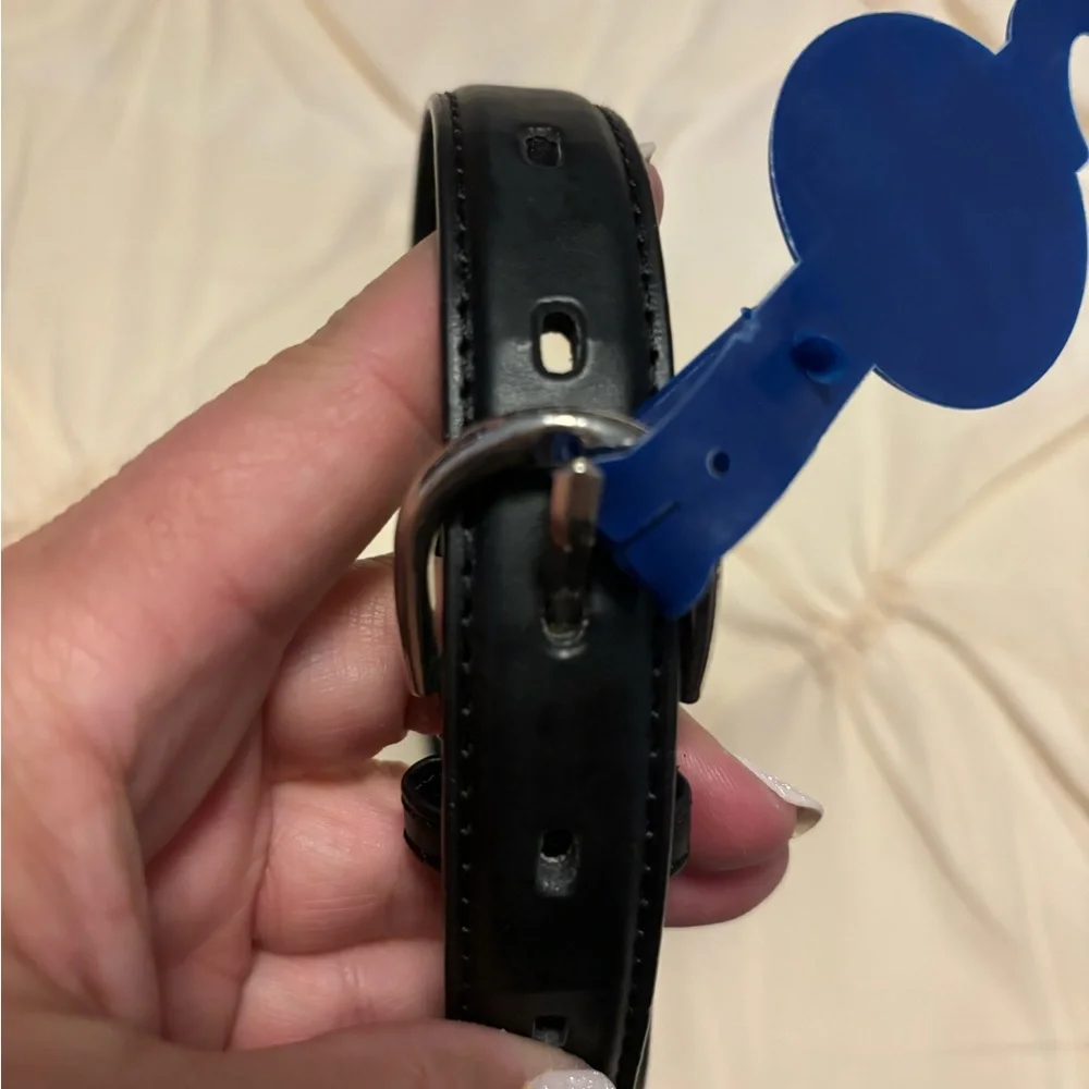 Black leather belt size 24